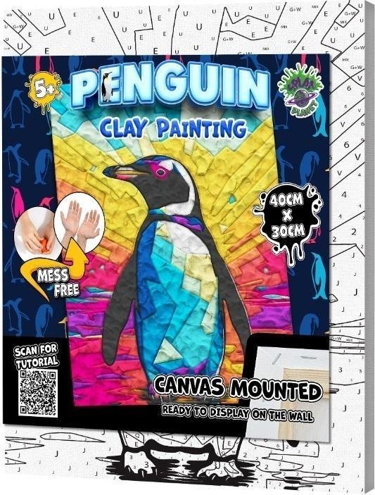Planet Splat Planet paveikslas iš modelino, Pingvinas 30x40cm
