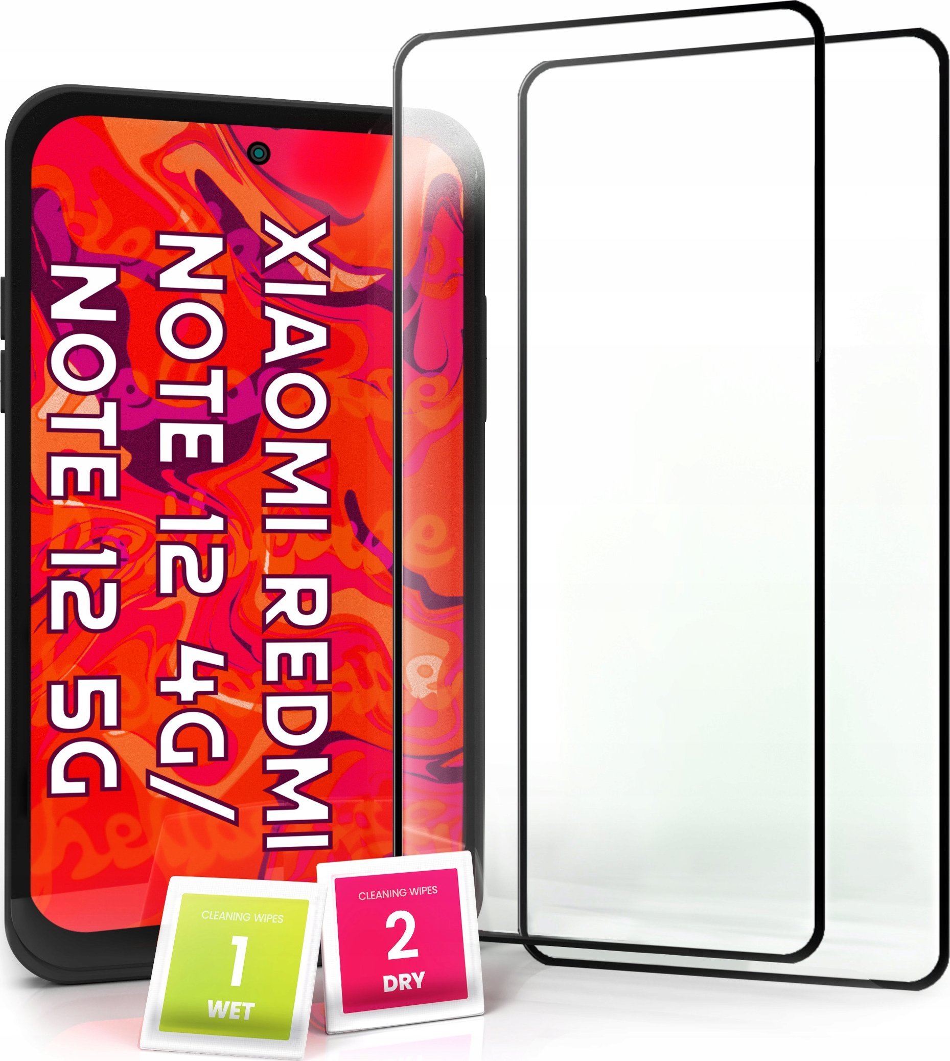 Hello Case 2-pak Szkło Hartowane do Xiaomi Redmi Note 12 4G / 5G Pełne Na cały ekran