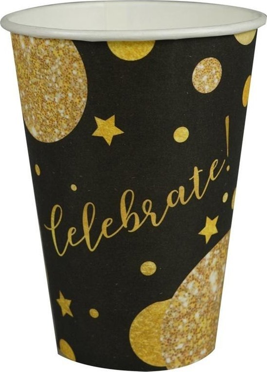 Kubki papierowe Glam Party czarne 8szt