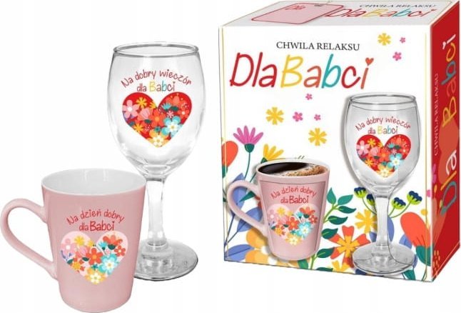 Komplet Upominkowy Kubek 330 ml i Kieliszek 220 ml dla Babci