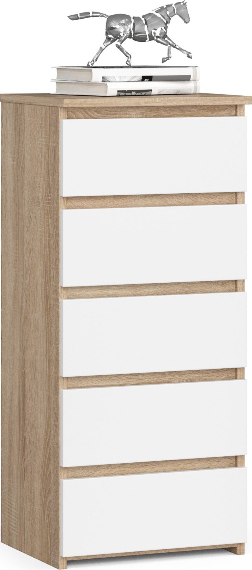 Fabryka Mebli Akord Komoda CL5 40 cm 5 szuflad - dąb sonoma-biała