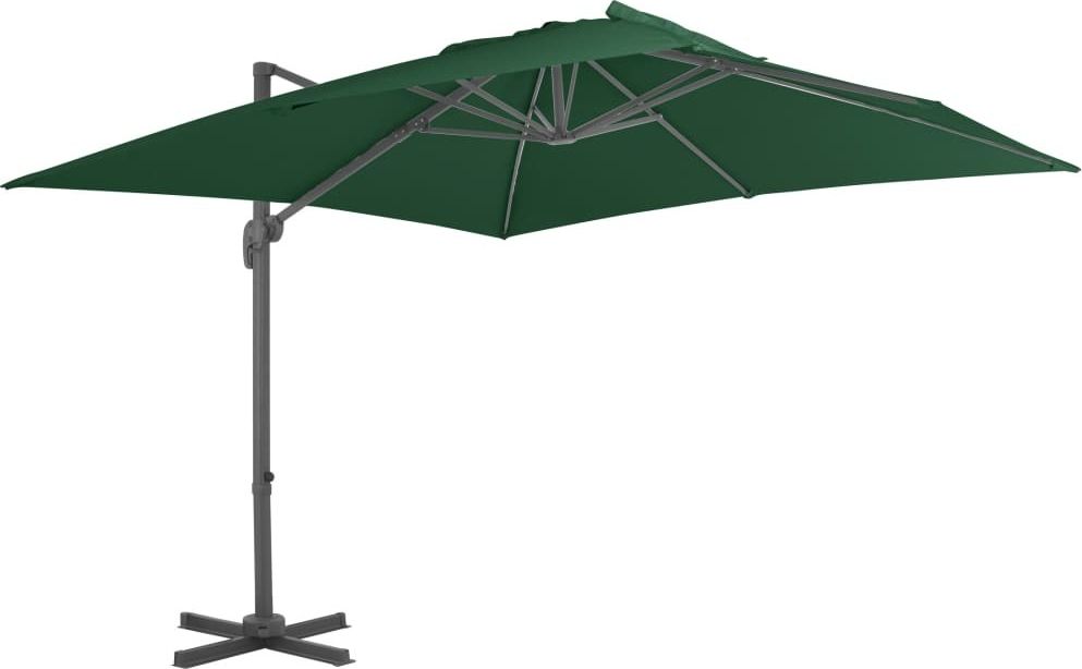 vidaXL Parasol wiszący z aluminiowym słupkiem, 400x300 cm, zielony