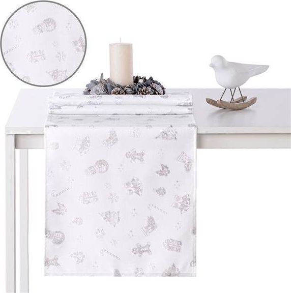 AmeliaHome Bieżnik Christmas Story srebrny 40x120