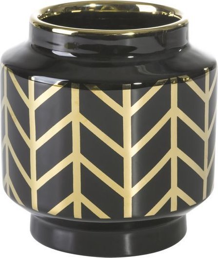 Eurofirany Wazon dekoracyjny z dolomitu ze złotym wzorem EMERA 12X13 czarny x2