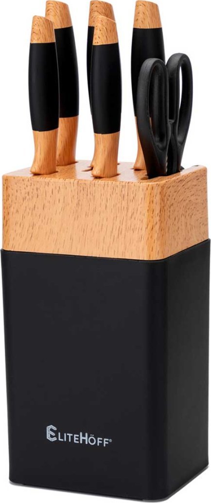 Elitehoff ZESTAW NOŻY KUCHENNYCH W STOJAKU Z OSTRZAŁKĄ E-6266