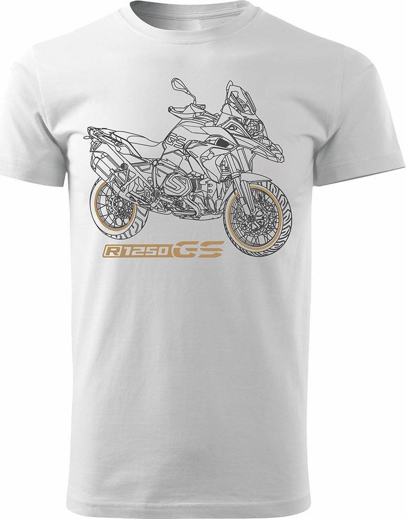 Topslang Koszulka motocyklowa z motocyklem BMW GS 1250 Adventure męska biała Regular M