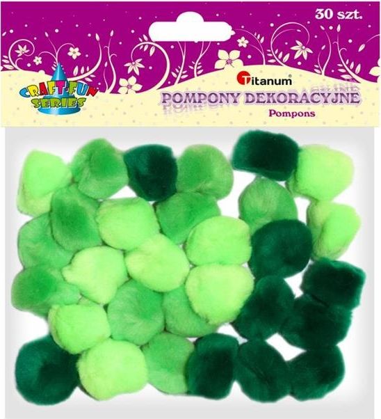 Titanum Akrylowe pompony, 25mm, 30szt, t.zielona CRAFT-FUN