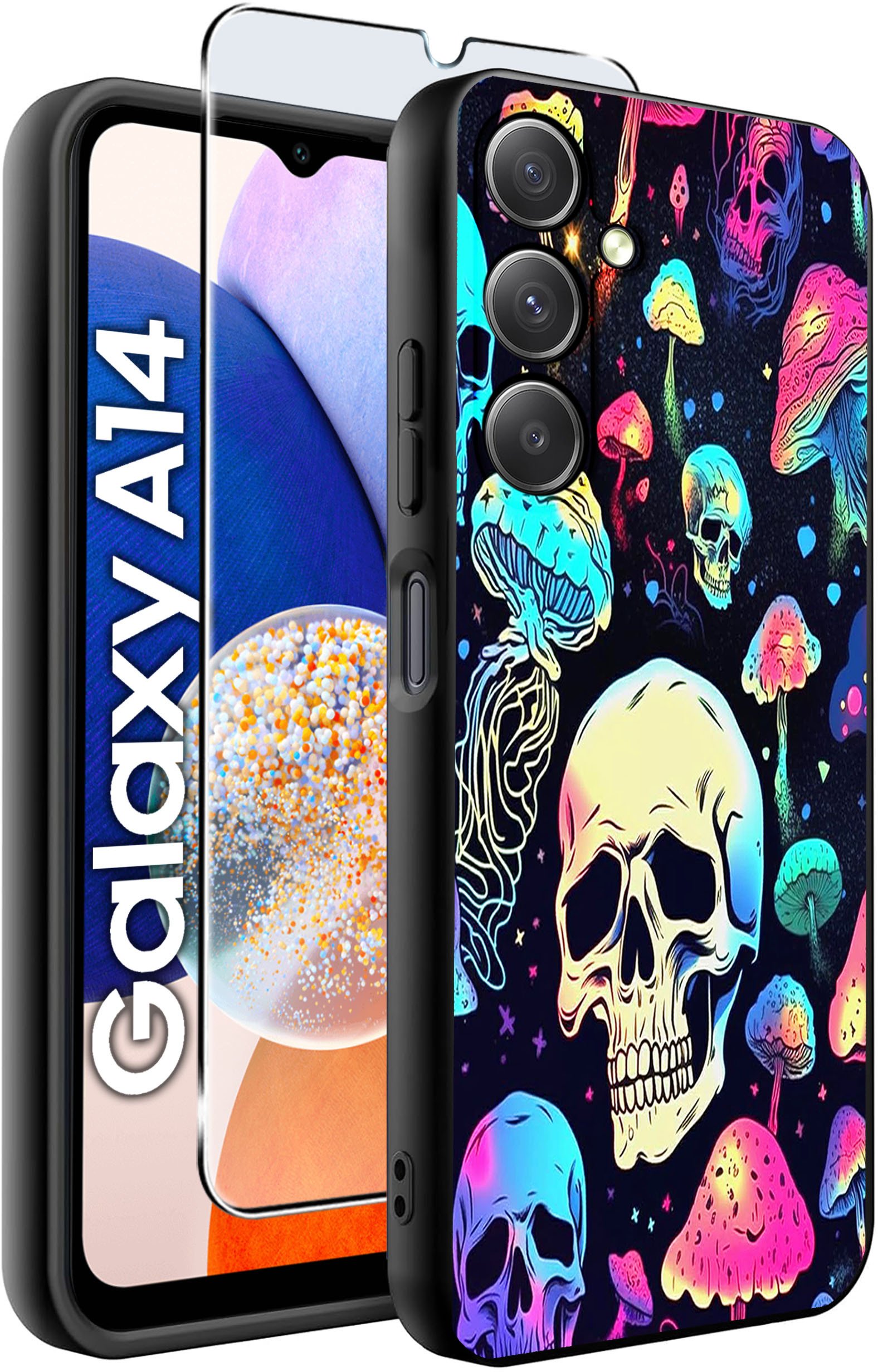 ETUI do Samsung A14 5G WZORY | SILIKONOWE MATT CASE + SZKŁO HARTOWANE 9H