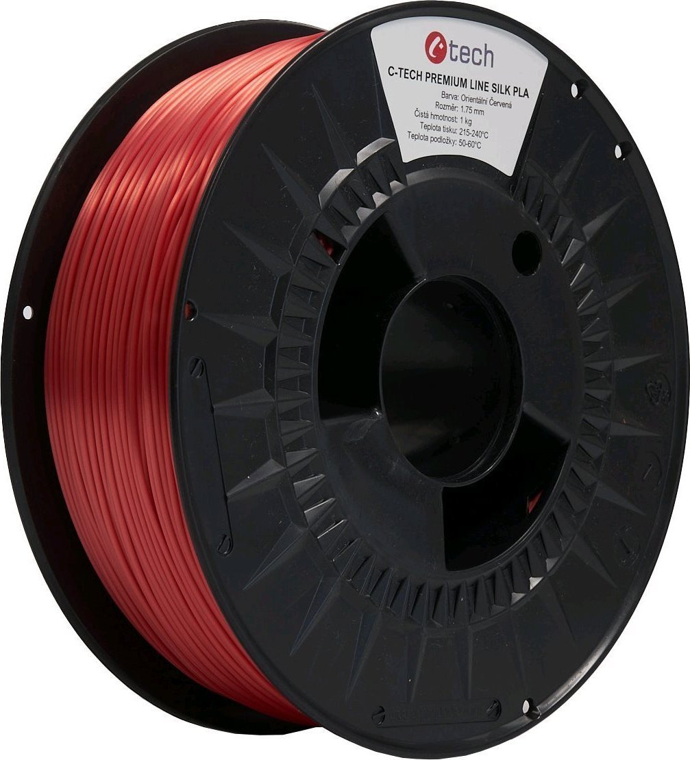 C-Tech Nawój filamentowy (filament) PREMIUM LINE, Silk PLA, czerwony orientalny, RAL3031, 1,75mm, 1kg