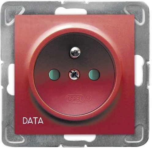 Ospel Gniazdo Impresja pojedyncze z uziemieniem Data i przesłonami czerwone (GP-1YZDP/m/00)