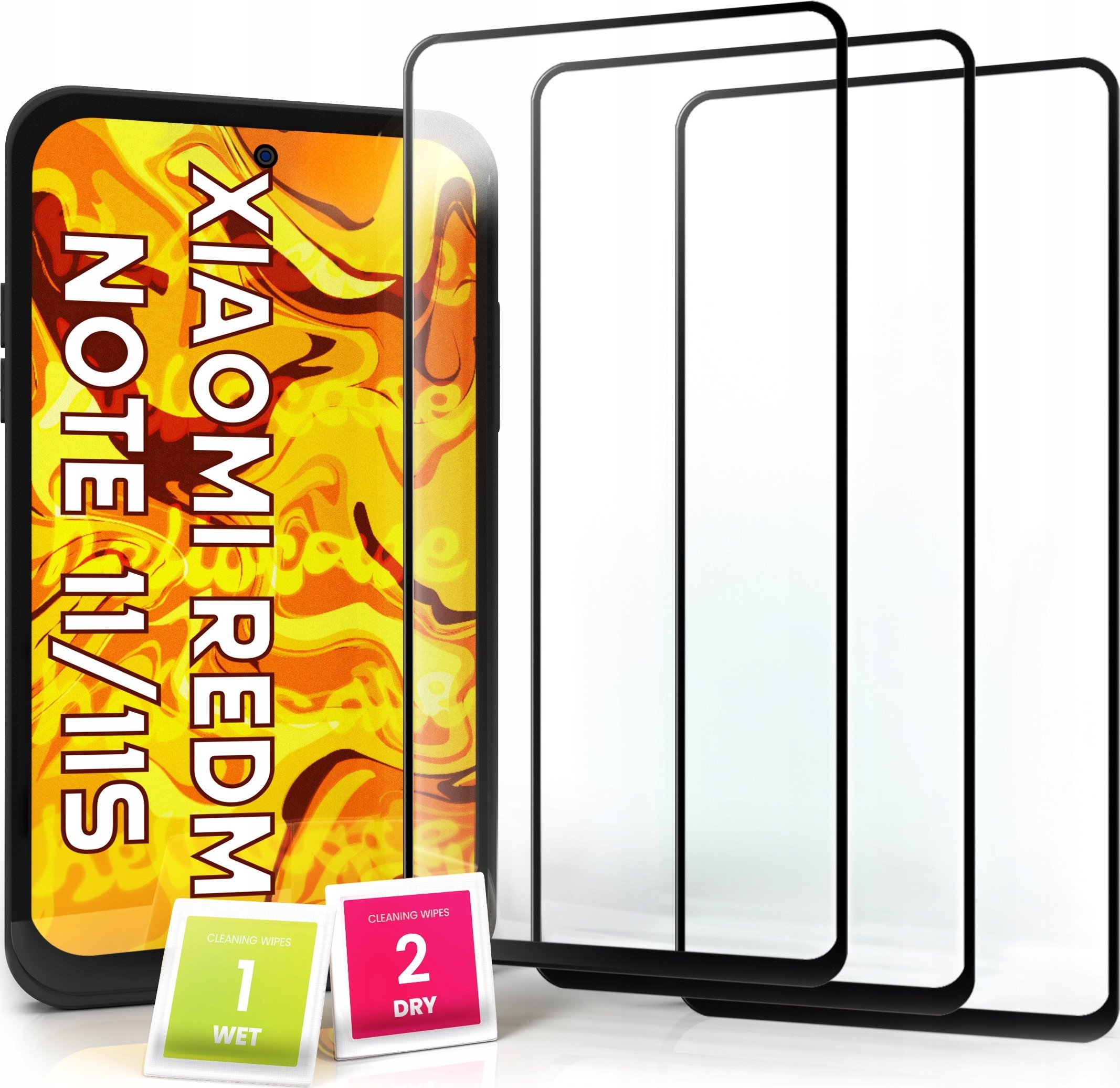 Hello Case 3-pak SZKŁO HARTOWANE DO Xiaomi Redmi Note 11 na cały ekran 9H ochronne 5D