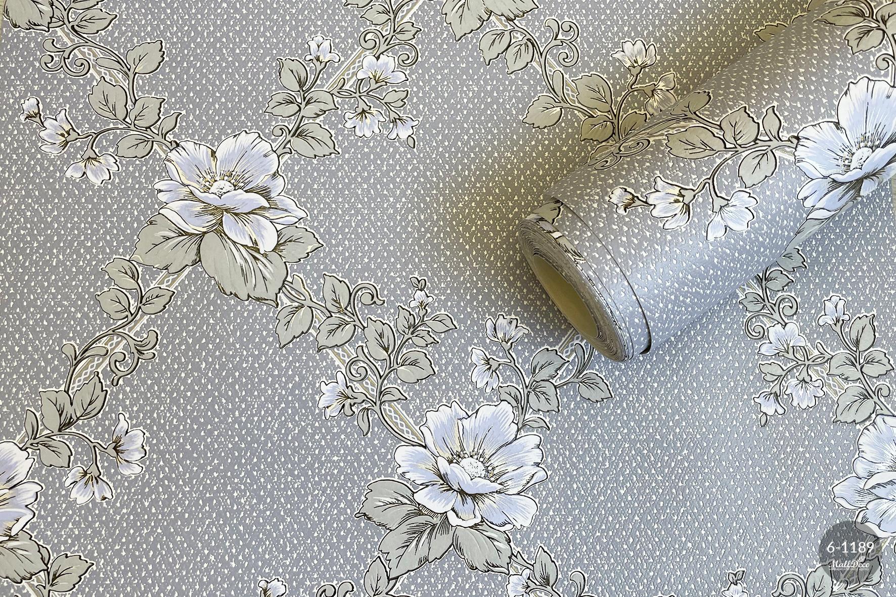 MallDeco CLEMATIS CIEMNOSZARA TAPETA WINYLOWA