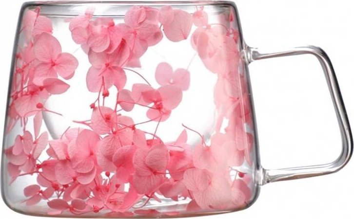 Upominkarnia Szklanka termiczna z hortensją w środku róż 200 ml 1szt SZK74