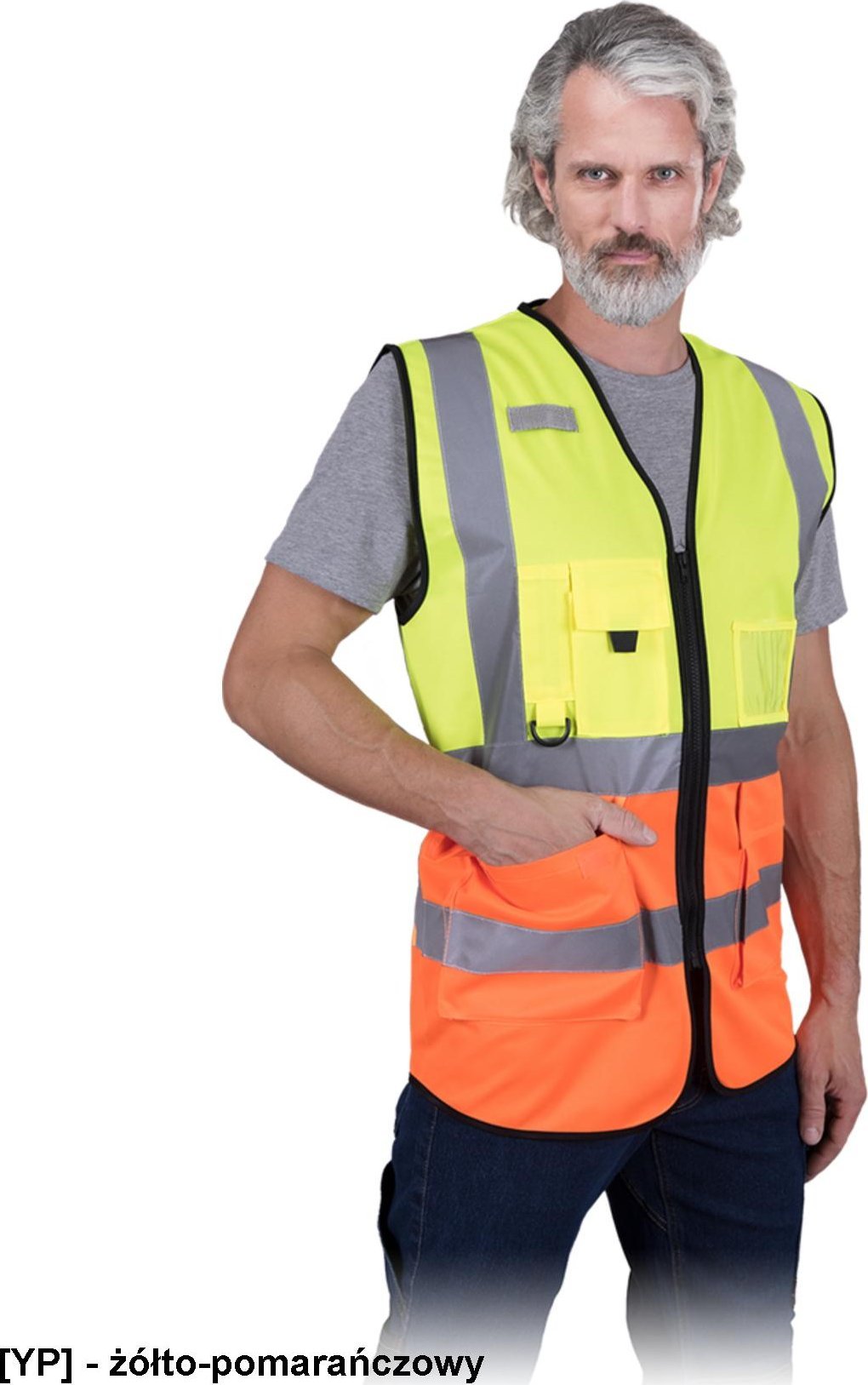 R.E.I.S. KOS-ZIP - Kamizelka ostrzegawcza z pasami odblaskowymi 5XL