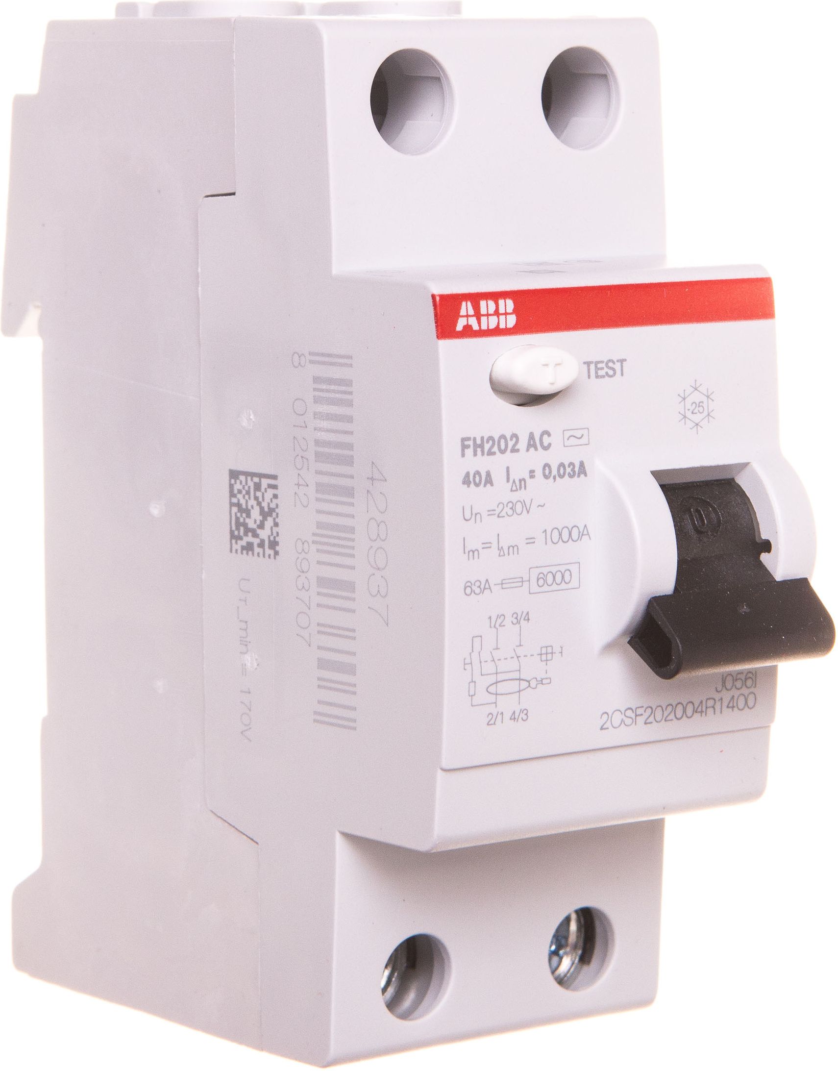 ABB Wyłącznik różnicowoprądowy 2P 40A 0,03A typ AC FH202 AC-40/0,03 (2CSF202002R1400)