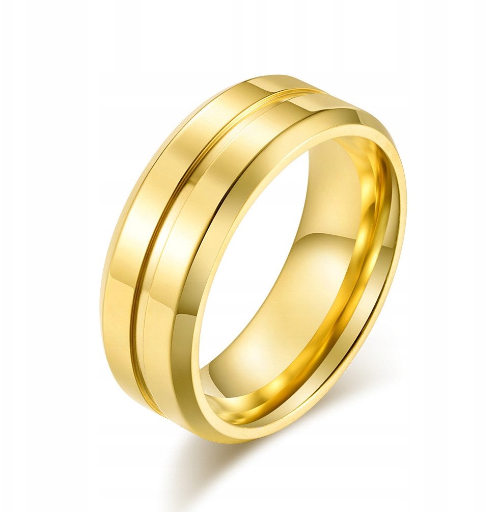 ZŁOTY PIERŚCIONEK OBRĄCZKA ŚLUBNE STAL 316L r.19