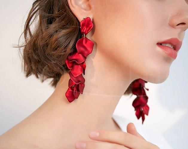 KOKONET Kolczyki czerowne aksamitne DŁUGIE wiszące BOHO