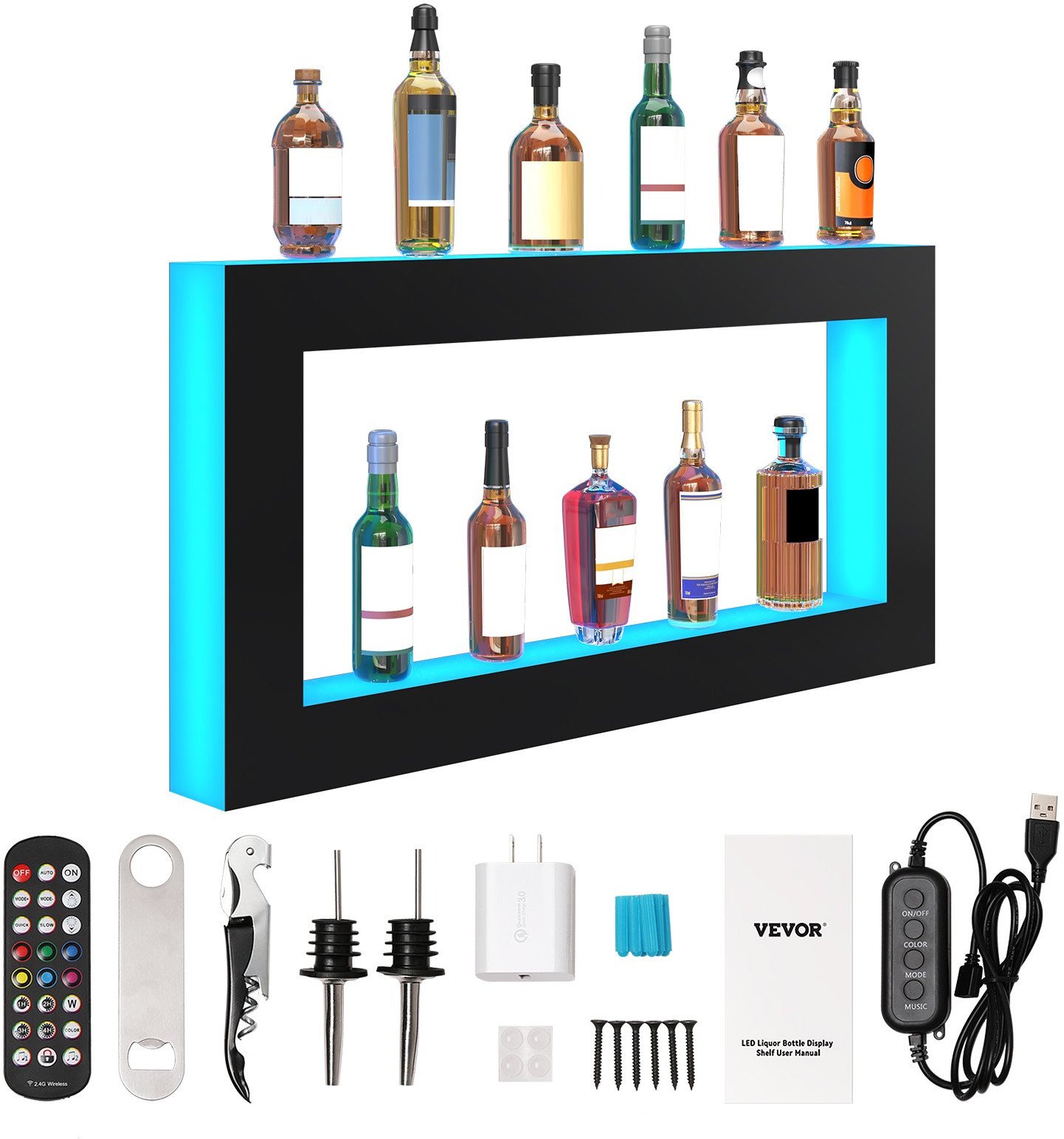 Podświetlana Półka na Butelki LED 122 cm Zdalne Sterowanie