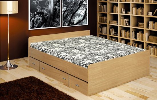 KOŁO MK FOAM Łóżko 80262 140 drewniane z 6 szufladami KOŁO MK FOAM