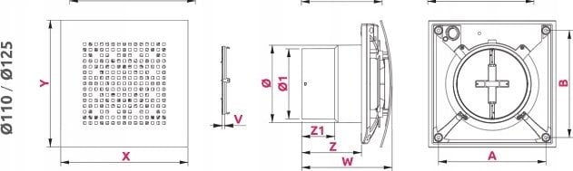 Wentylator AWENTA Wentylator łazienkowy Awenta WPAB110ZT Pulsar fi100mm 110 m3/h 9W 230V z wyłącznikiem czasowym i zaworem zwrotnym biały