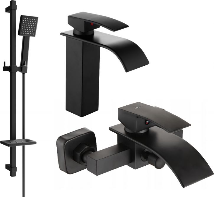 Mexen Mexen Aries DQ45 zestaw wannowy, czarny - 744803DQ45-70