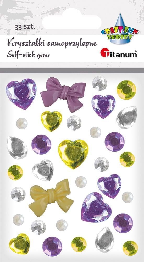 Titanum Kryształki samoprzylepne fiolet zielony mix 33szt