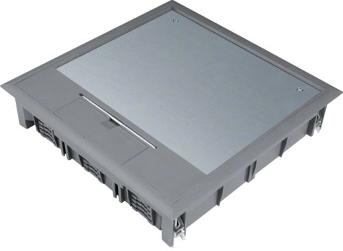 Hager Pokrywa puszki podłogowej 263x263mm do montażu w podłodze technicznej 24 modułowa do wykładziny 5mm szary (VQ12057011)