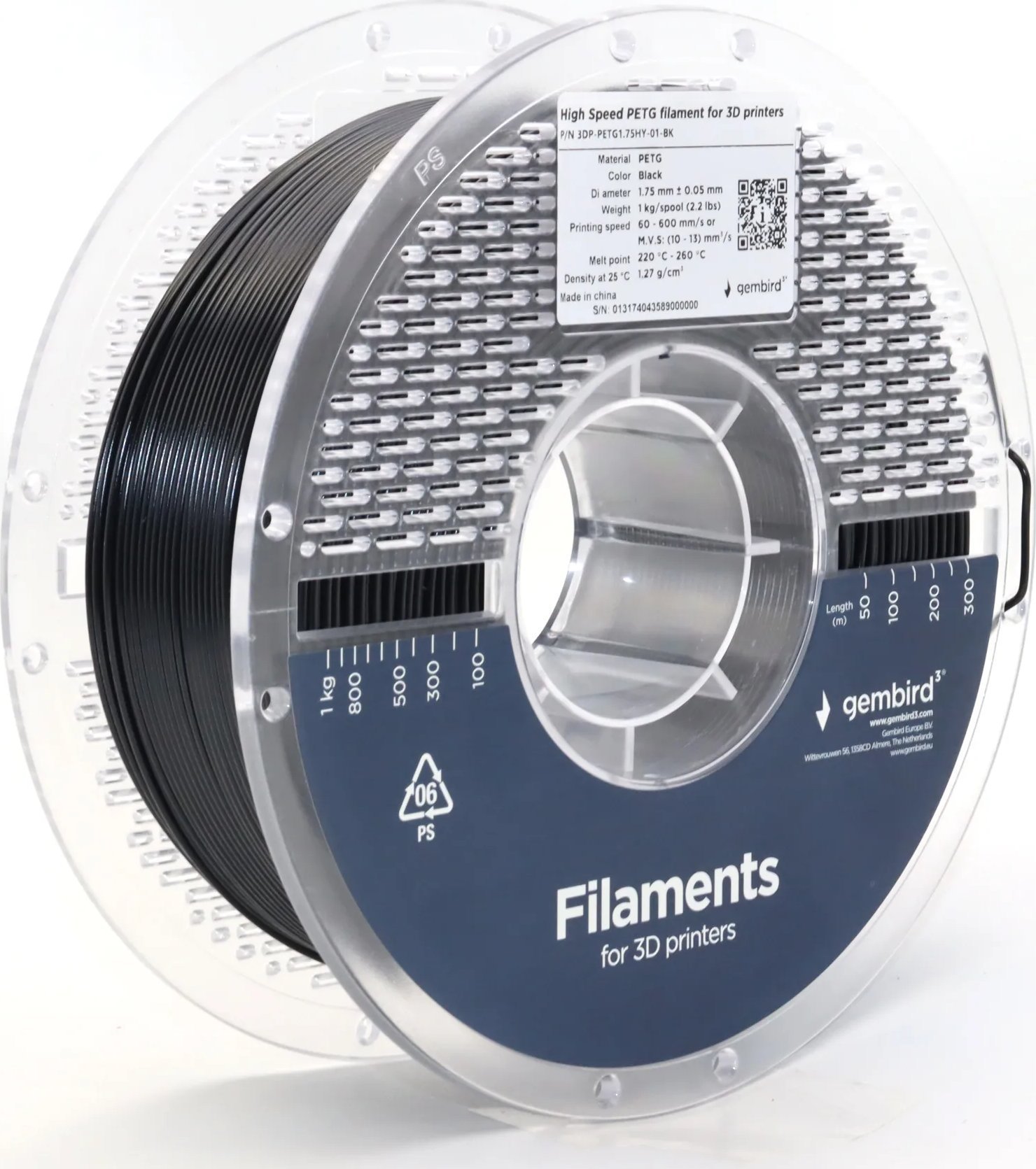 Gembird GEMBIRD Filament PETG High Speed czarny 1 75 mm 1 kg