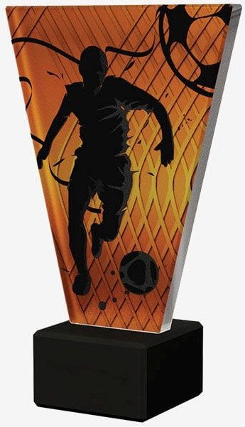 Victoria Sport Monochromatyczne trofeum szklane na podstawie marmurowej - PIŁKA NOŻNA PIŁKARZ