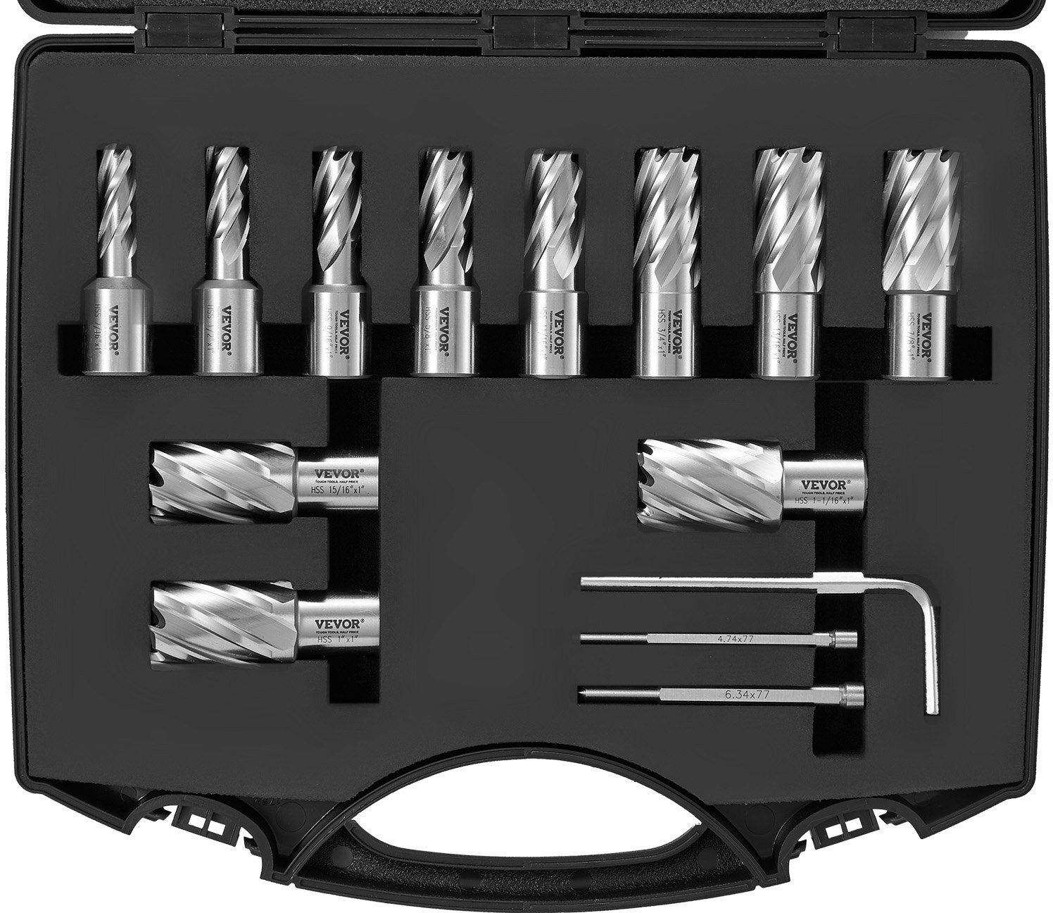 Zestaw frezów pierścieniowych 13szt 19-27mm HSS do wiertarki magnetycznej