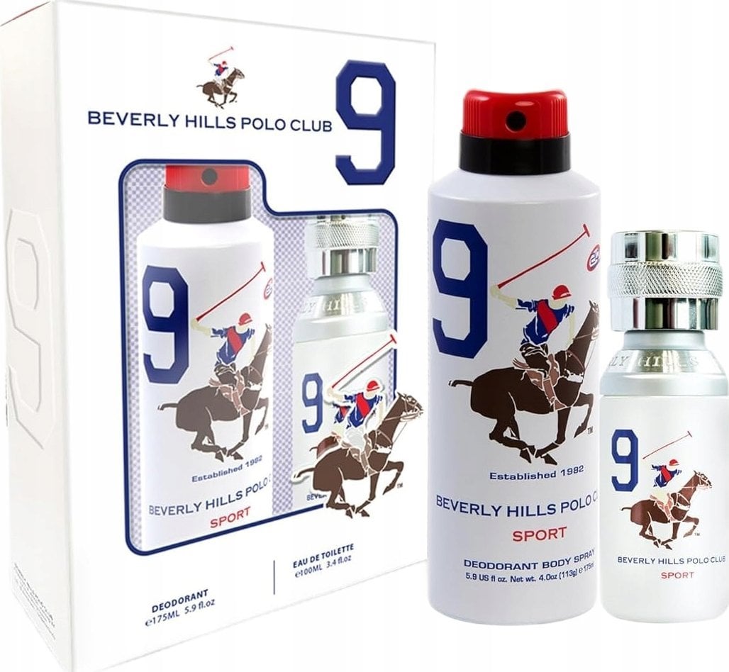 SET BEVERLY HILLS POLO CLUB Man Sport Nine EDT spray 100ml + DEO spray 175ml