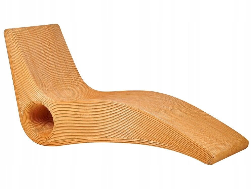 Beliani Leżak ogrodowy rattanowy jasne drewno AIROLE