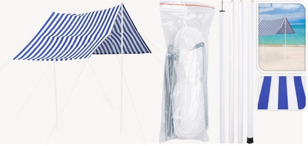 NAMIOT ZADASZENIE ŻAGIEL PRZECIWSŁONECZNY Z SŁUPKAMI 3X1,7M NIEBIESKI