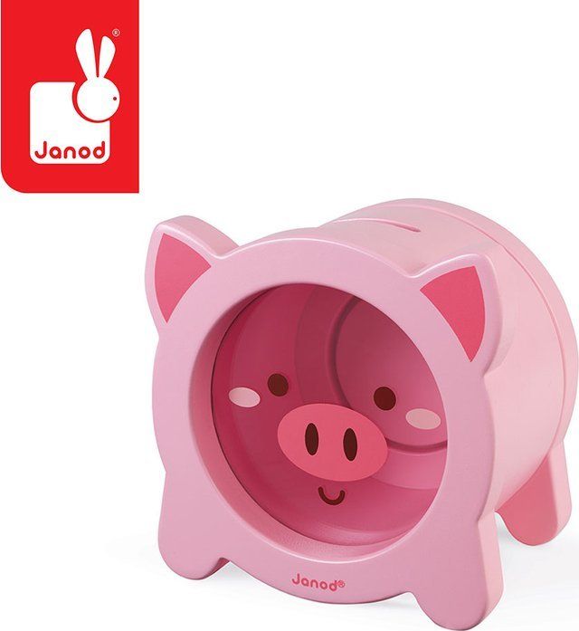 Janod Drewniana skarbonka Świnka, Janod