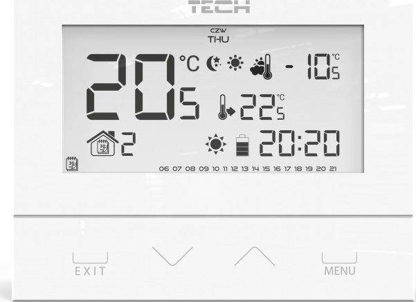 Tech Sterownik ST-292V3 pokojowy przewodowy dwustanowy L-5 (3 mm szkło) biały