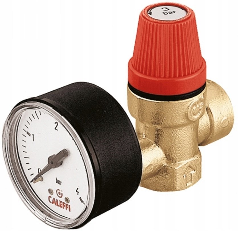 Caleffi zawór bezpieczeństwa z manometrem do przyłącza GW 1/2" 6 bar 313460