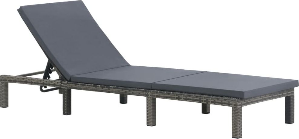 vidaXL leżak ogrodowy z poduszką, polirattan, antracytowy (47752)