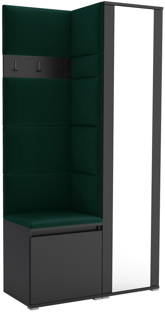 Tapicerowana garderoba Noris VI z lustrem - czarny + tkanina Trinity 28