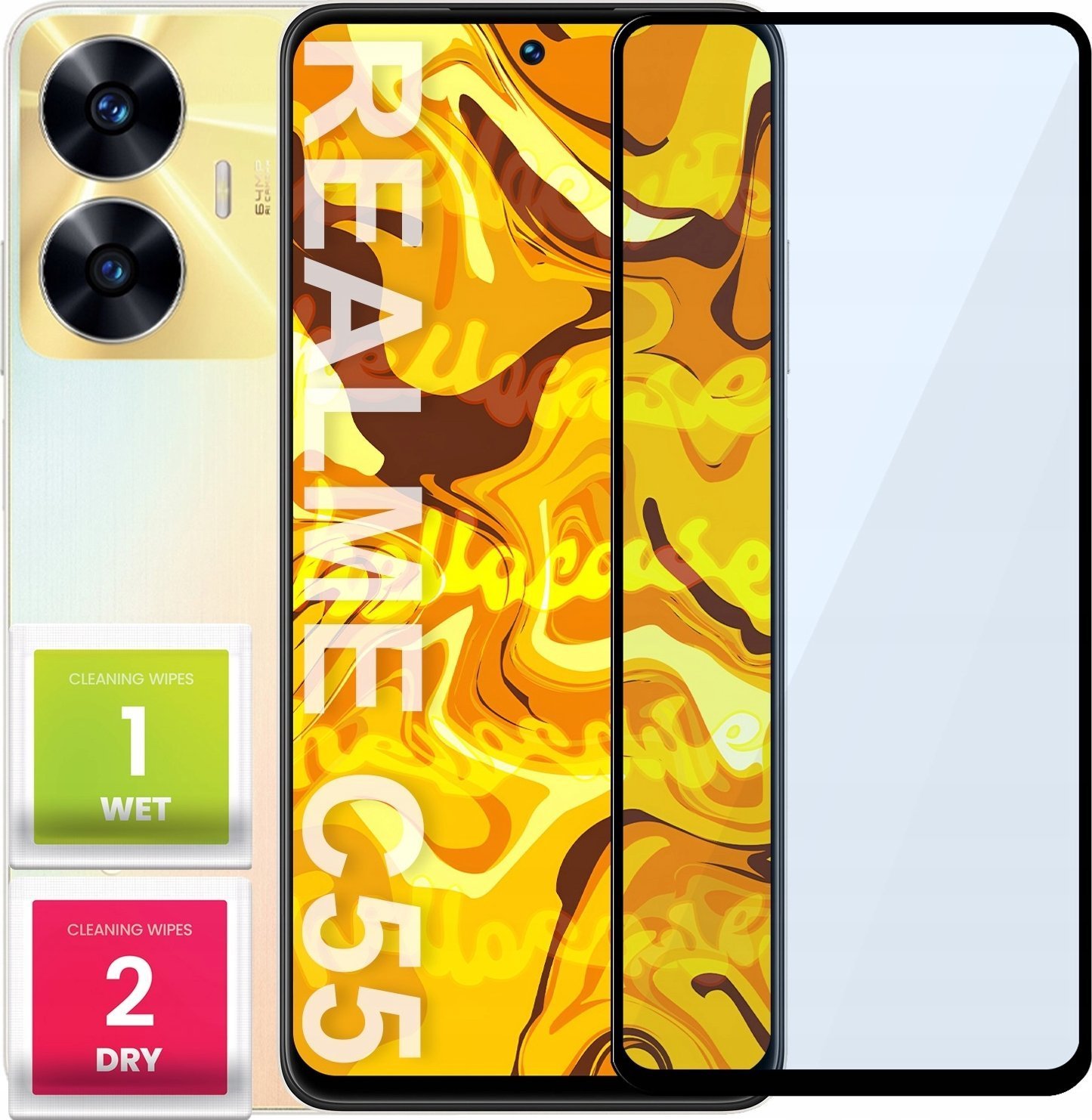 Hello Case SZKŁO HARTOWANE DO REALME C55 PEŁNE NA CAŁY EKRAN SZKIEŁKO OCHRONNE SZYBKA