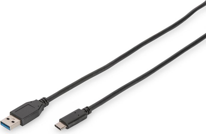 Kabel USB Digitus USB-A - USB-C 1 m Czarny (DB-300136-010-S)