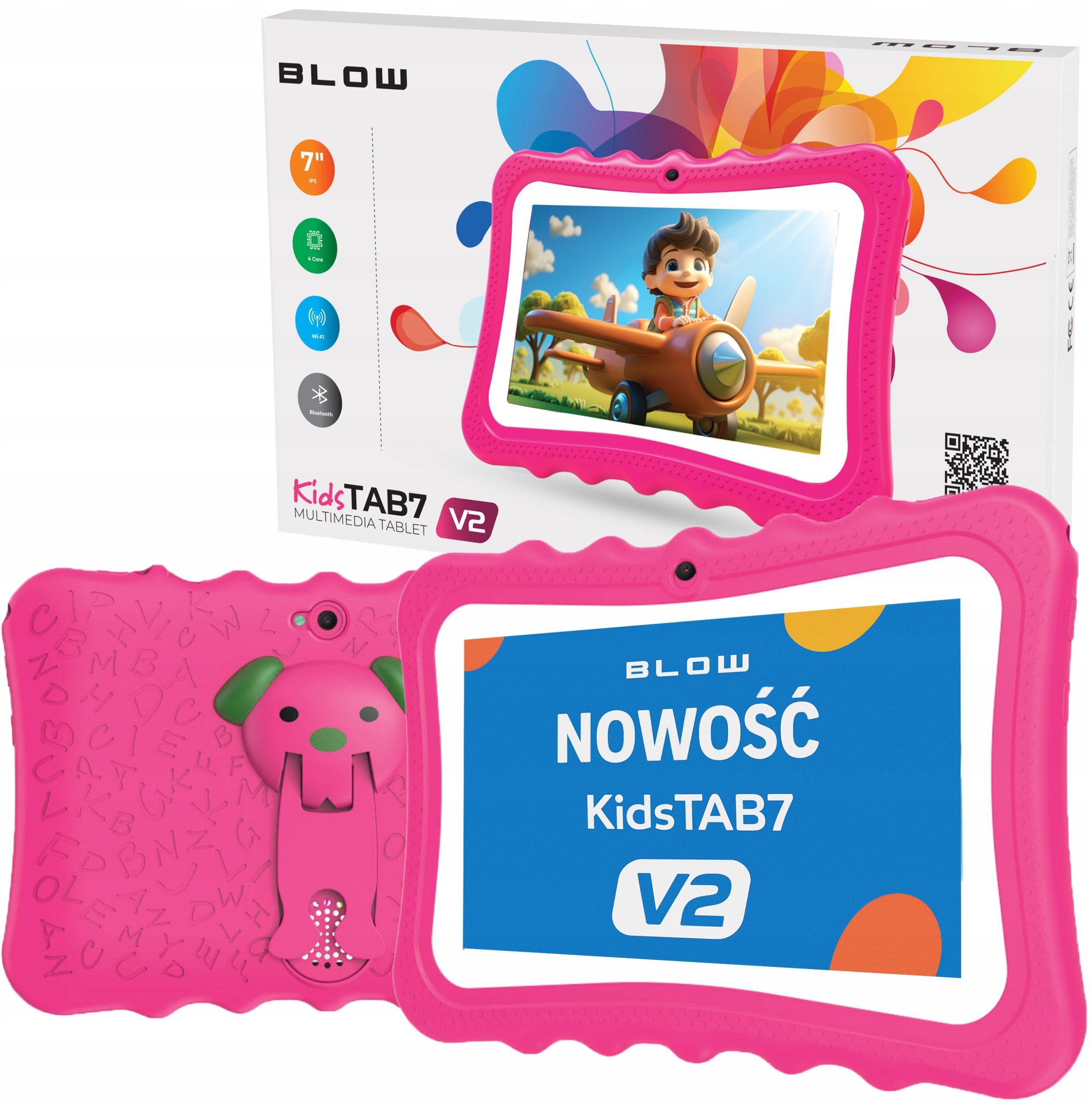 Tablet KidsTAB7 V2 4/32GB różowe etui kamera 2MP