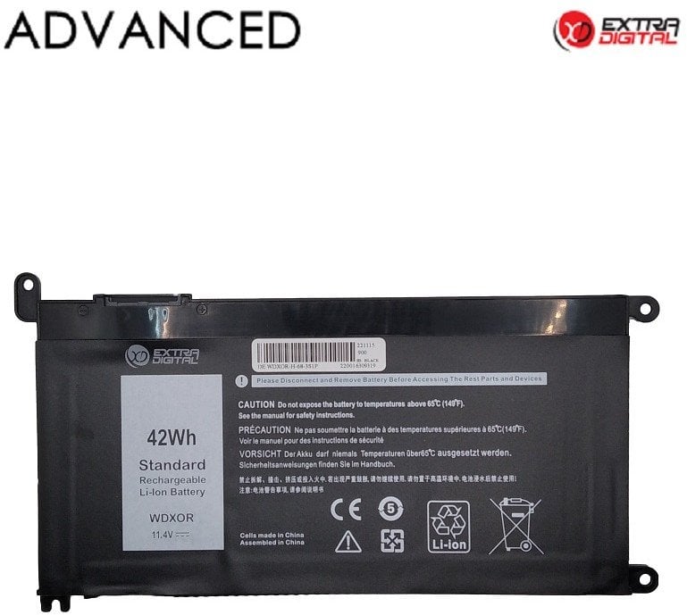 Nešiojamo kompiuterio baterija DELL WDX0R, 3400mah, Extra Digital Advanced