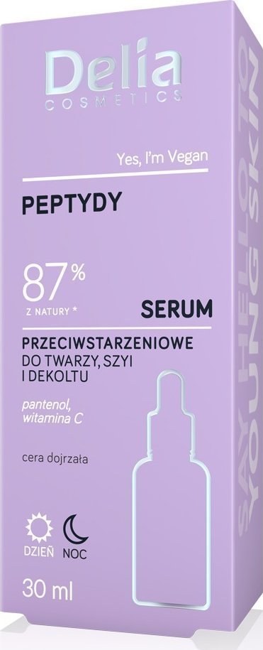 Delia Peptydy - 87% z natury - Serum przeciwstarzeniowe do twarzy, szyi i dekoltu 30ml