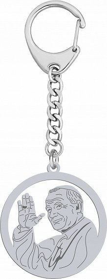 Radziszewska Jewellery Brelok do Kluczy Papież Jan Paweł II Srebro 925 Prezent GRAWER GRATIS