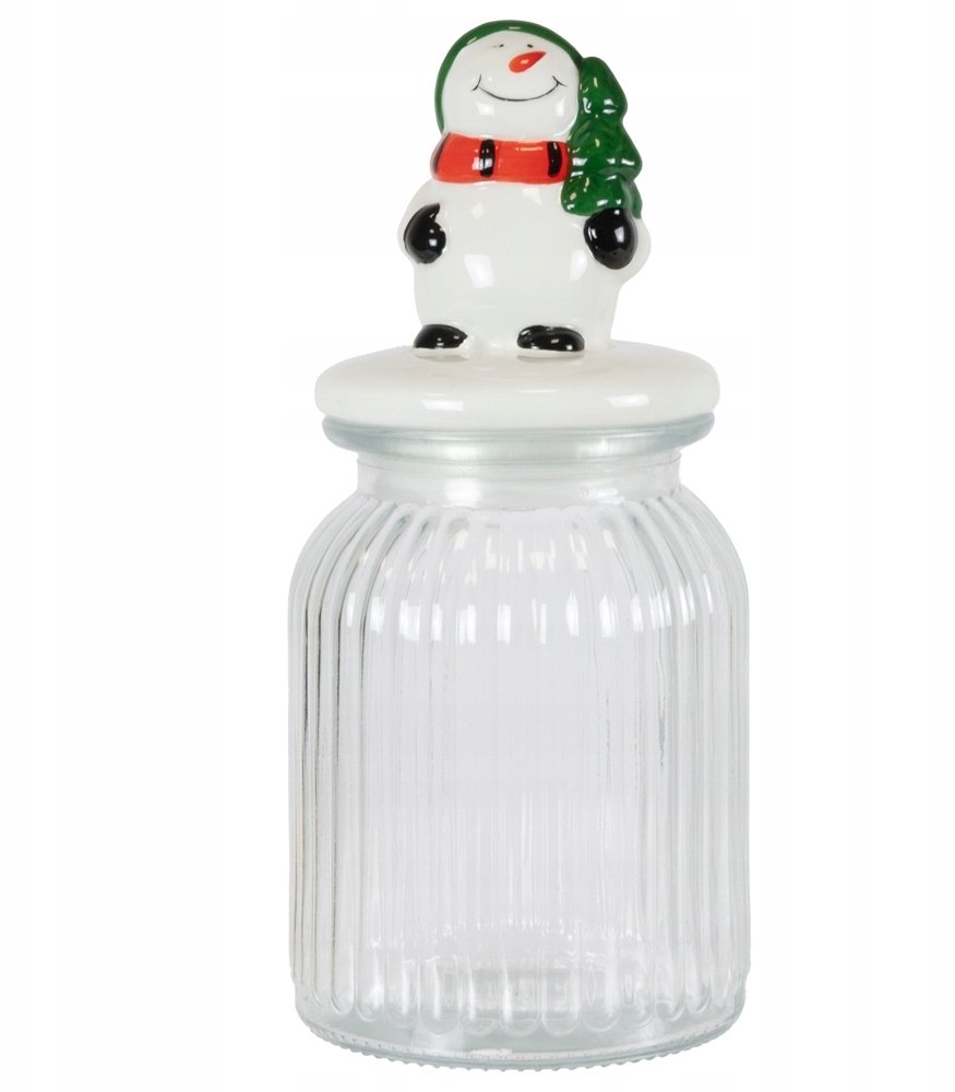 ŚWIĄTECZNY SŁOIK 1000ml POJEMNIK NA CIASTKA Z CERAMICZNĄ POKRYWKĄ BAŁWANEK