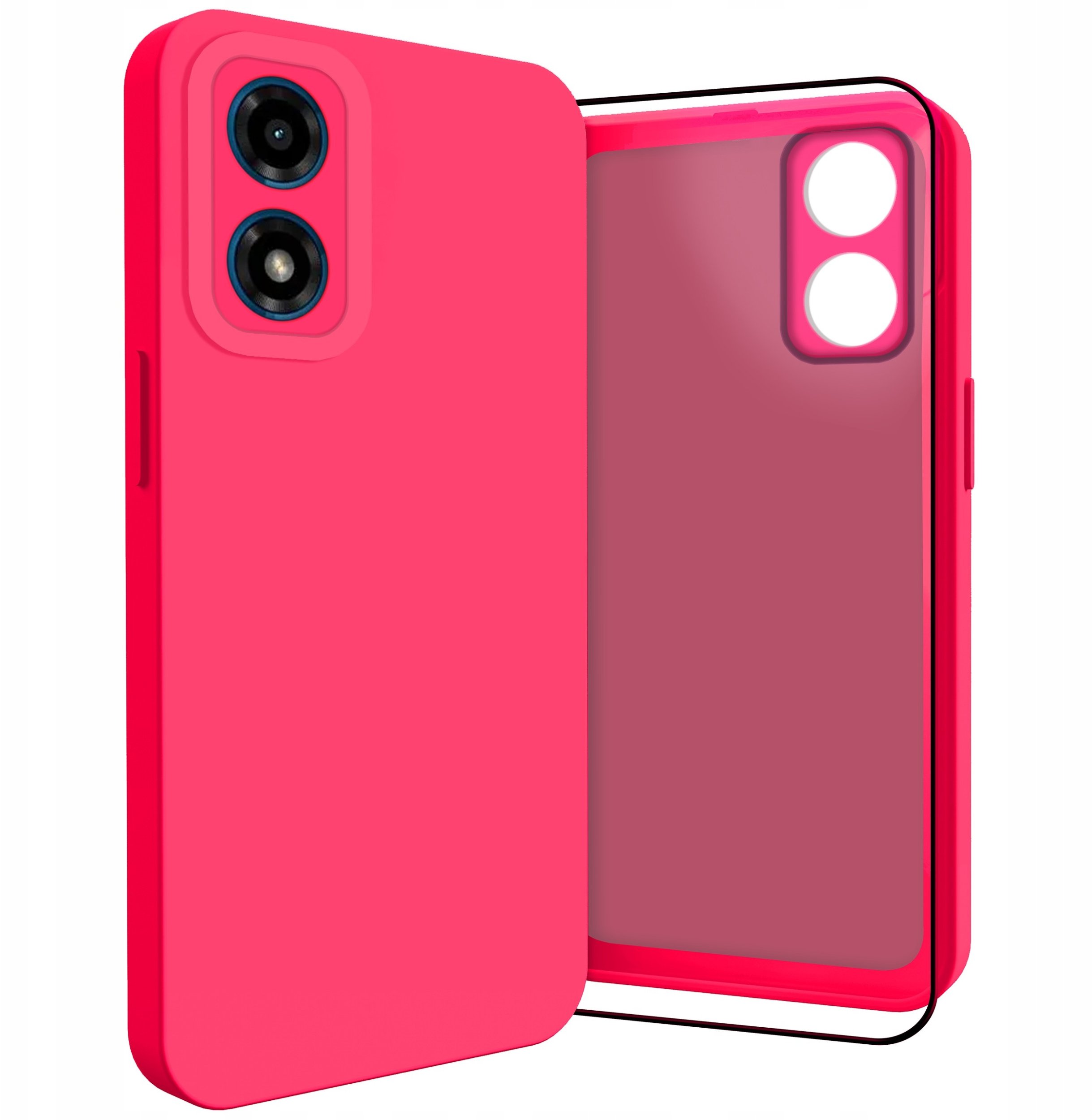 Etui do Motorola Moto G04 / G24 / E14 (Osłona Kamery, Fuksjowe) Szkło 9H