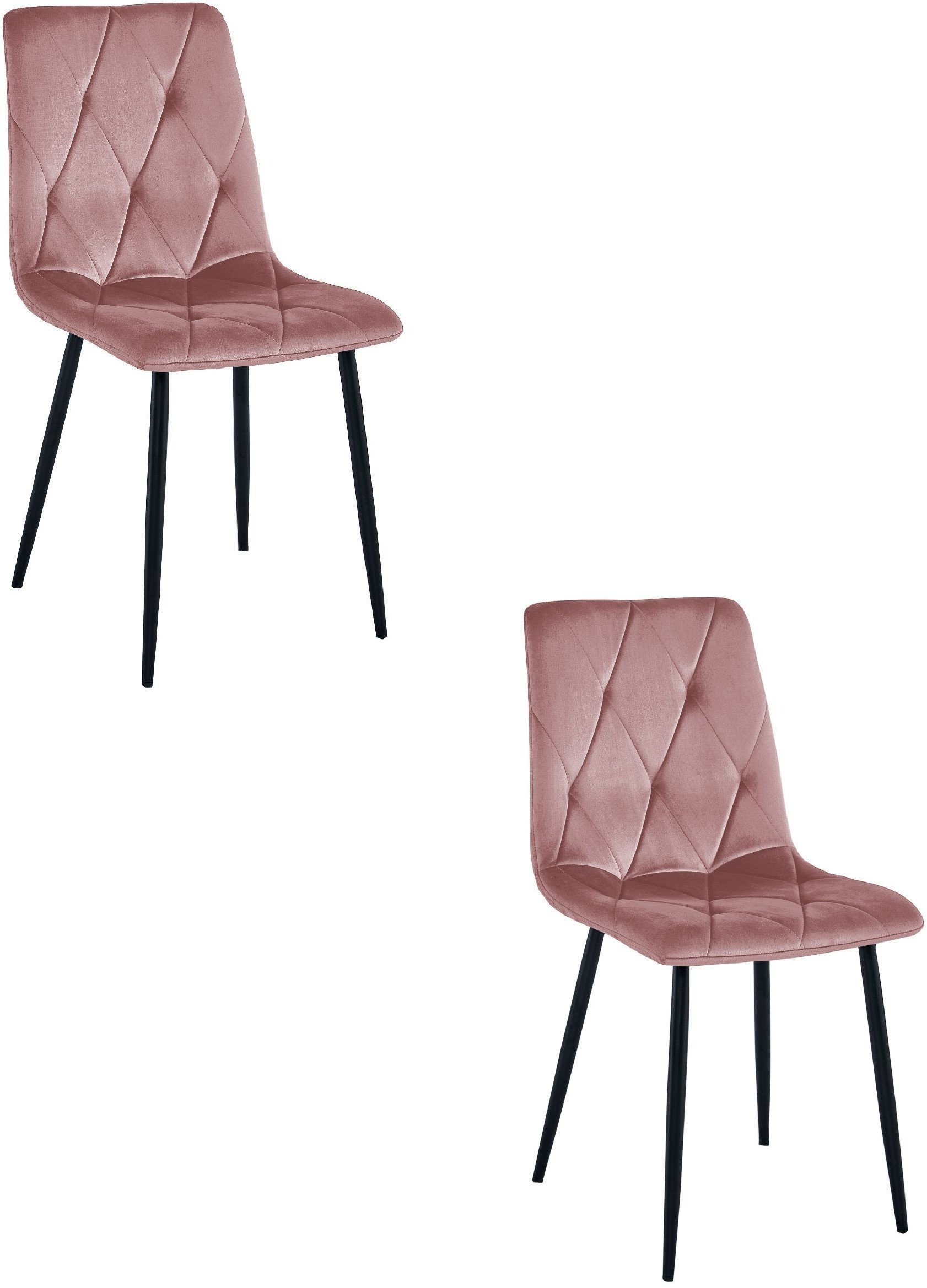 Krzesło LIBRA - róż aksamit / nogi czarne x 2