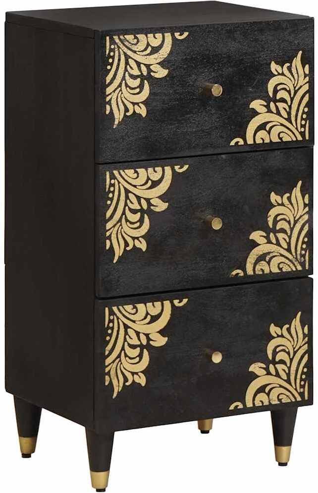 vidaXL Bufet z szufladą i półką czarny, 40 x 33 x 75 cm, Drewno mango