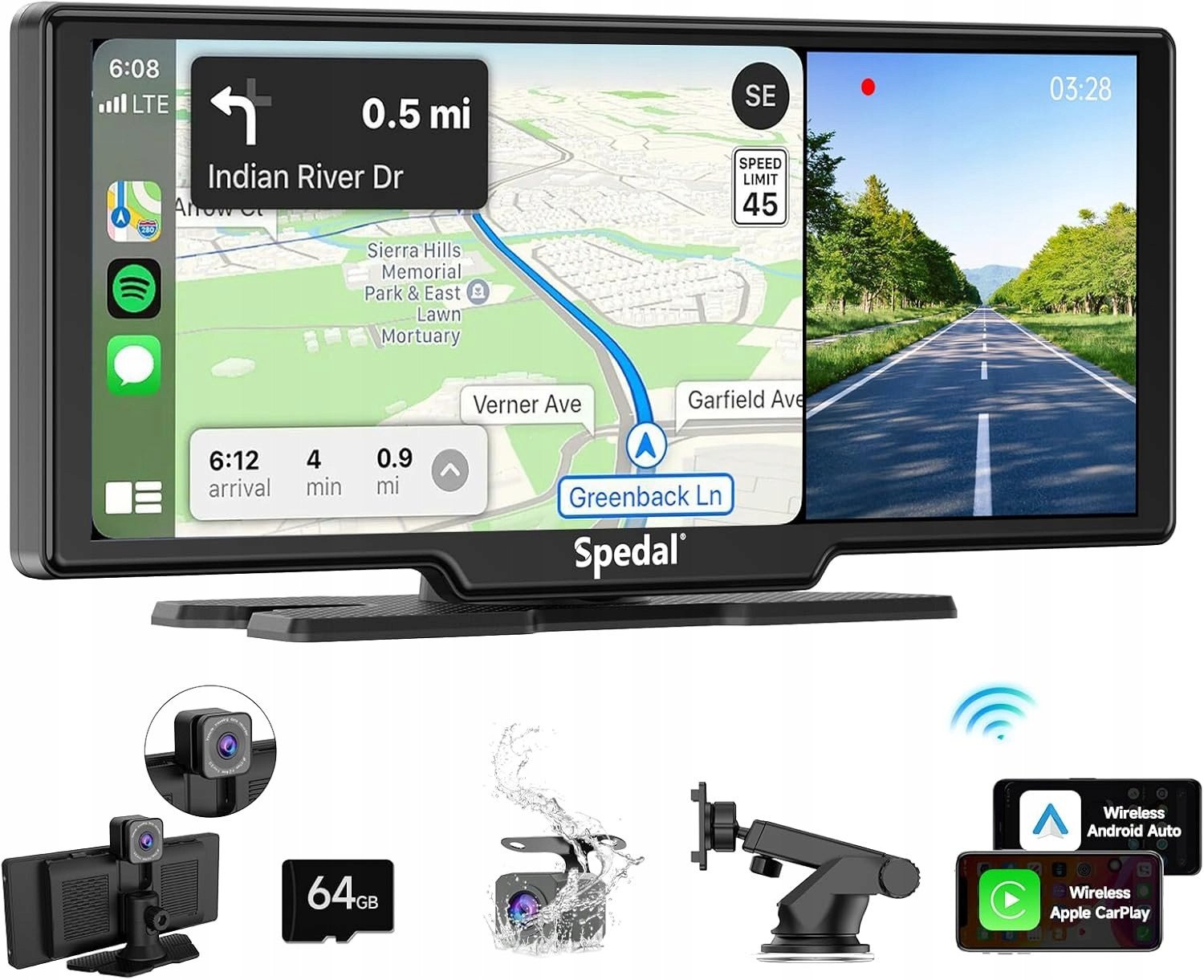 Radio samochodowe kamera przednia Spedal CL860 Apple CarPlay 9,3''karta 64G