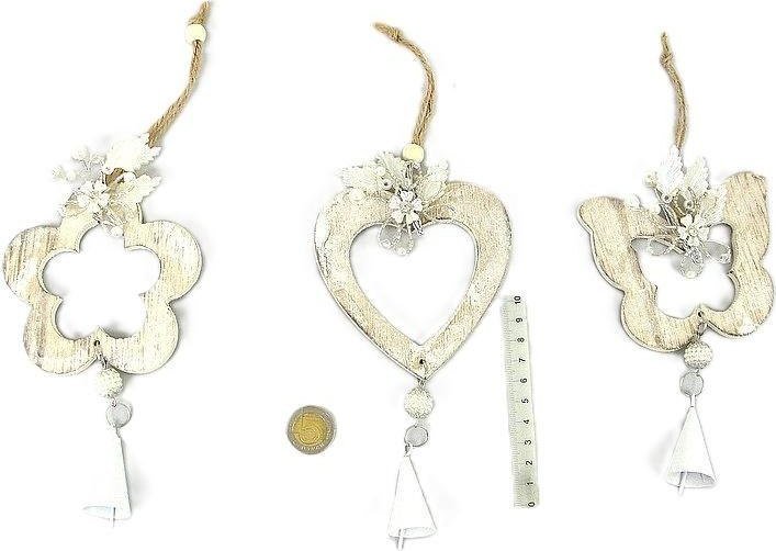 Zawieszka drewniana z dzwonkiem 29cm MIX